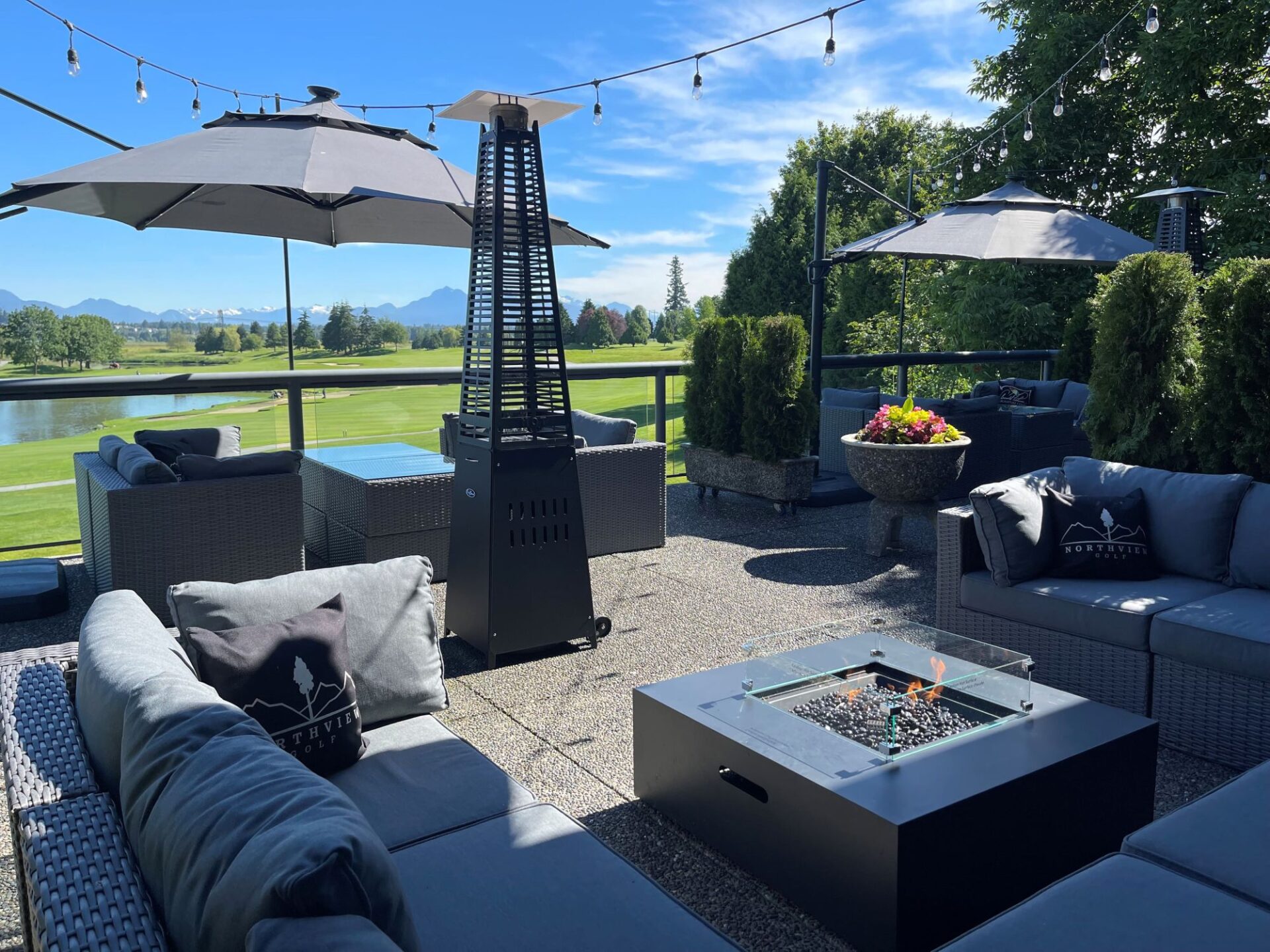 View of Duffey's Sports Grill patio during the day time