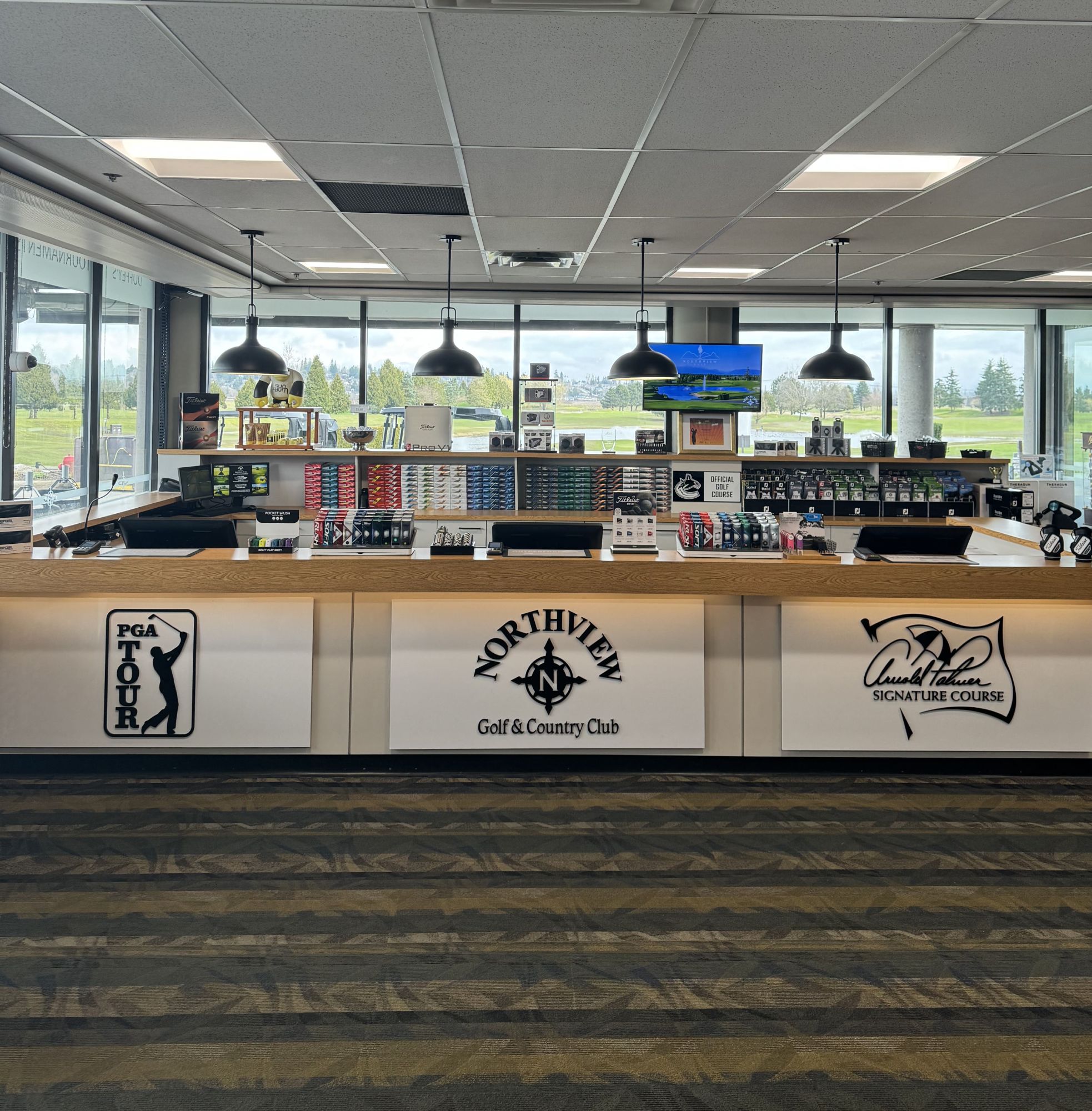 View of checkout area inside Northview Golf shop