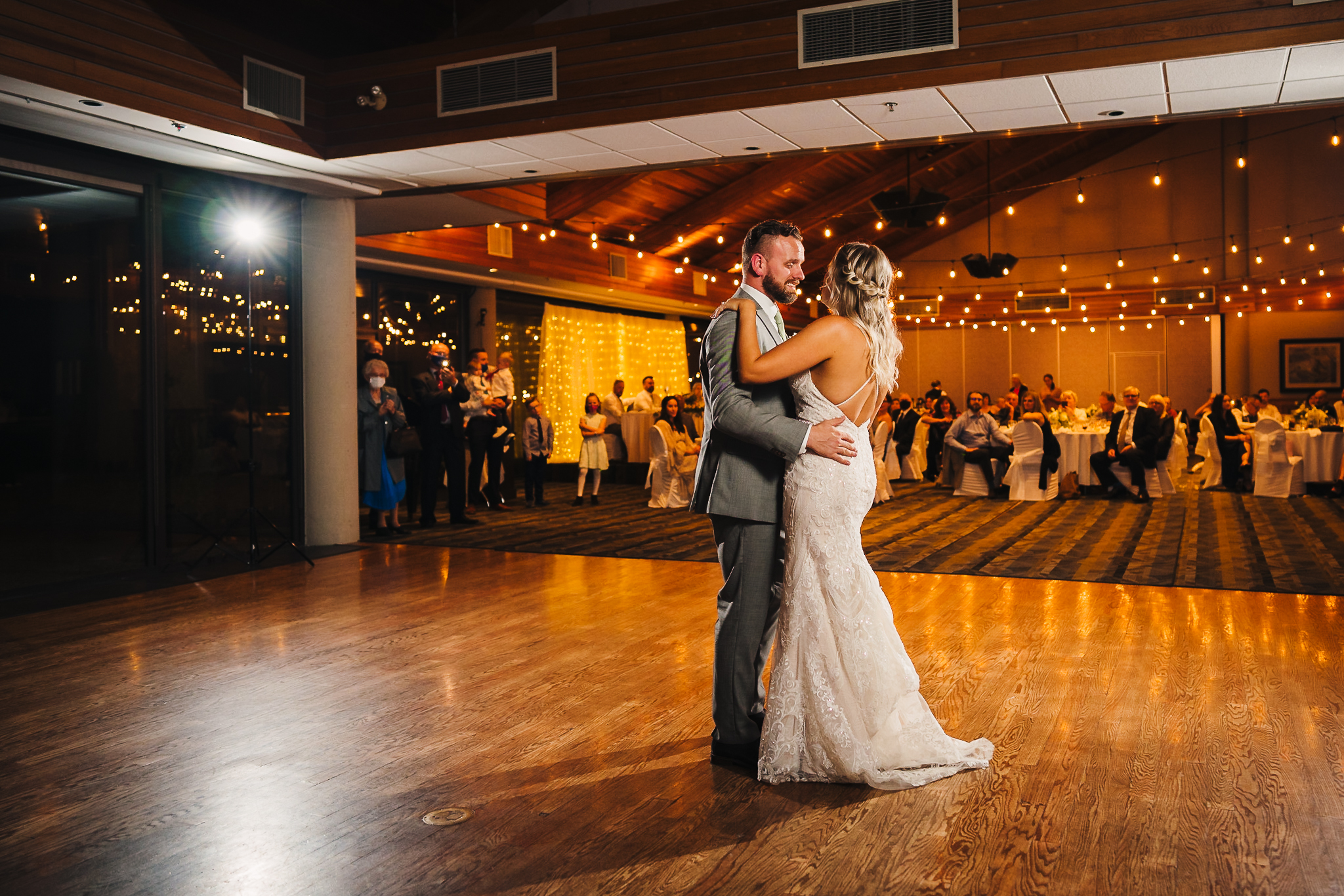 Bride and groom having their first dance