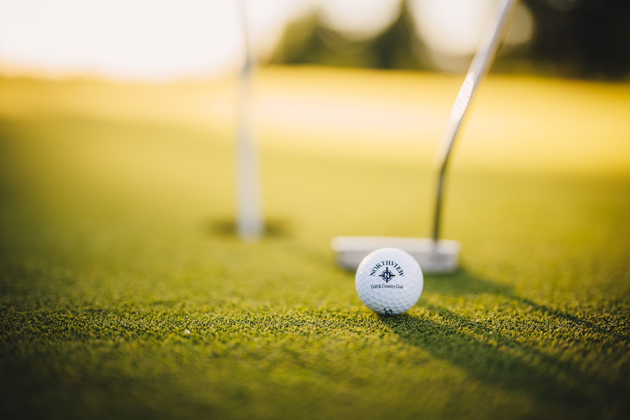 Close up of a Northview Golf branded ball